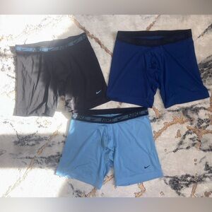 Nike Men's Shorts Trio in Black, Light Blue, and Dark Blue